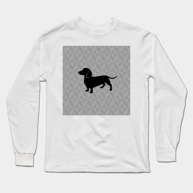 Dachshund Doxie Sausage Dog Lover Gift - Scandi Geometric Silhouette Long Sleeve T-Shirt by Elsie Bee Designs